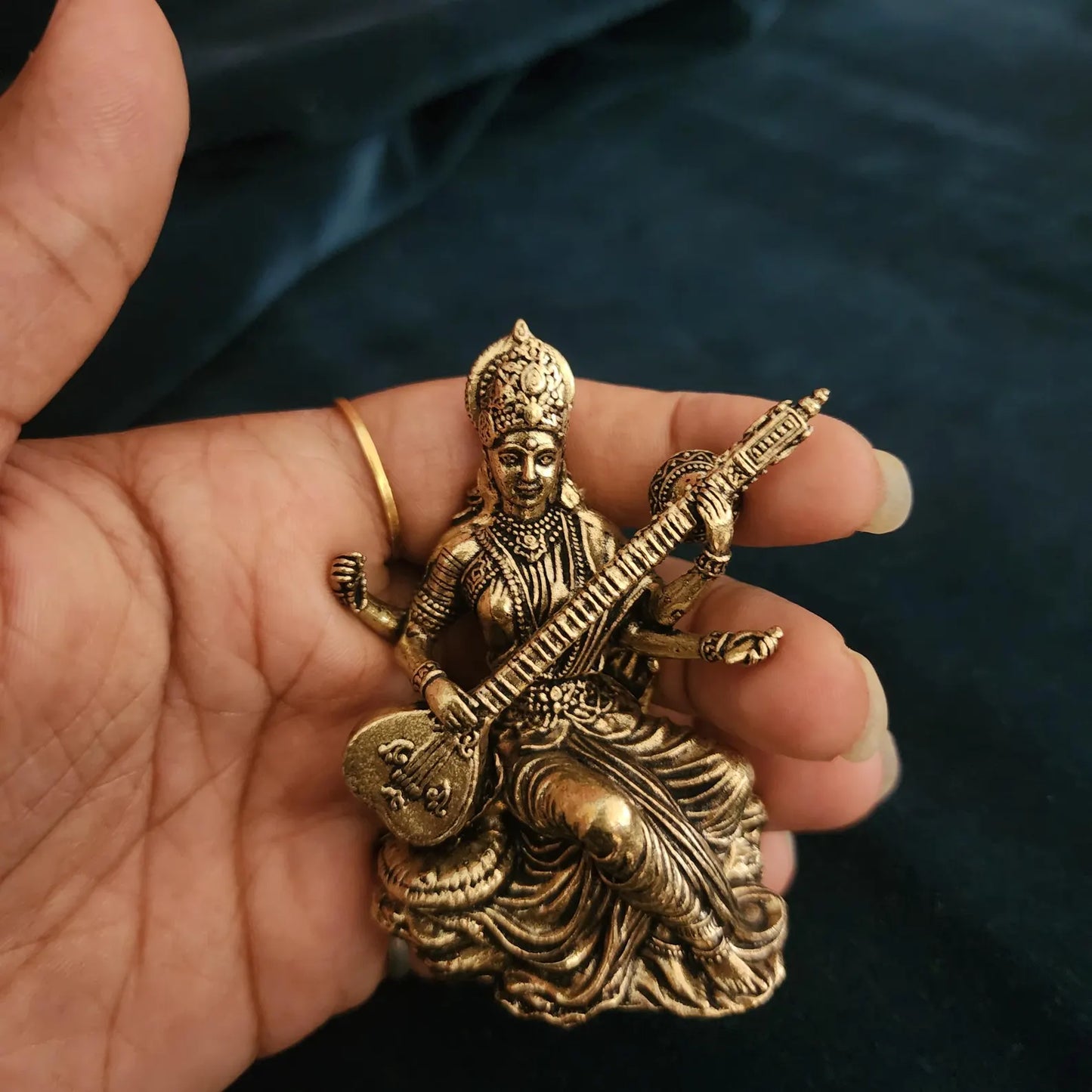 Hindu God Goddess for small Temple | Lakshmi Ganesha Saraswati Shiva or Lord Hanuman in premium brass | 3 inch | Best idea for small gift