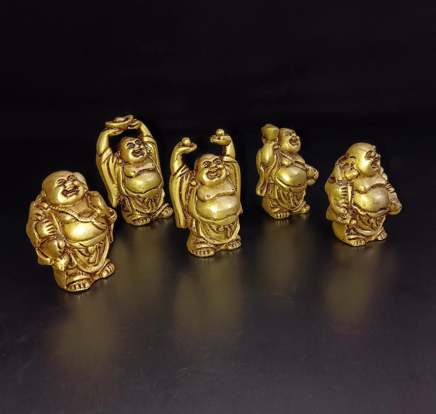 Brass Laughing Buddha Table Showpiece | Brass Big Tommy Magician Sculptures