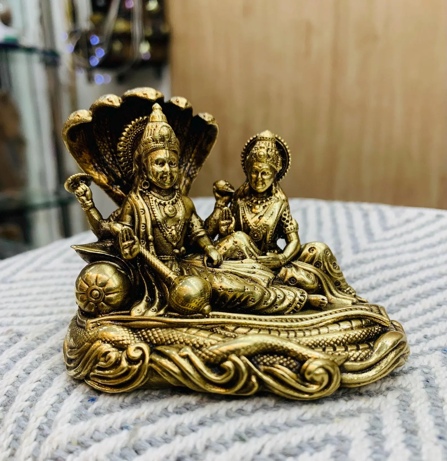 LaxmiNarayan Brass Idol 2.5 inch | 6 cm | 165 gm | Hindu Home Decor Spiritual Altar Statue Prosperity Symbol Perfect Gift Idea