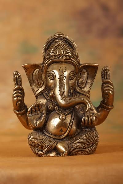 Brass Lord Ganesha Idol – 6 Inch