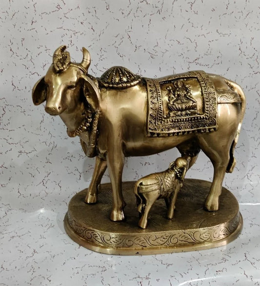 Brass God Statues of Kamdhenu For Interior Decor and worship