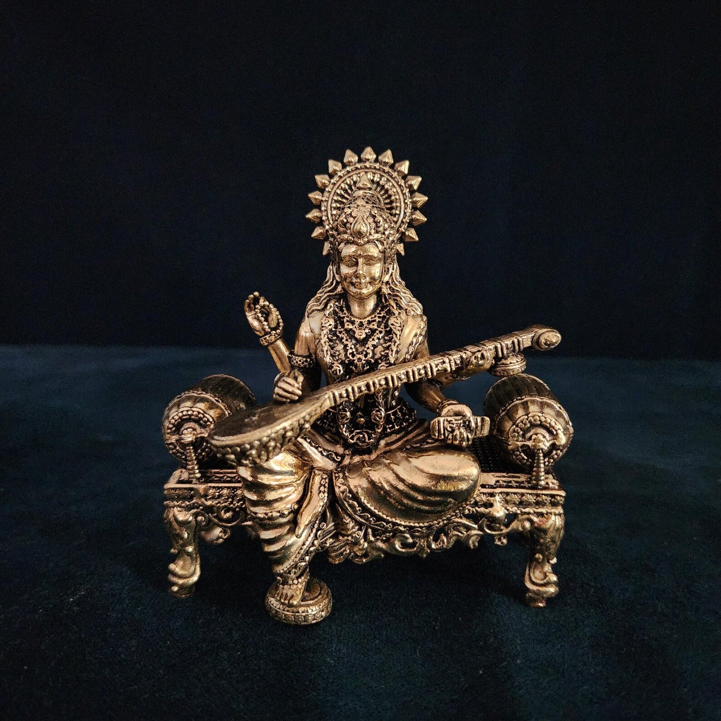 Premium Brass Lakshmi, Ganesh, and Saraswati | Symbols of Prosperity |Wisdom and Arts for Temple Mandirs | family gift idea | 4.5" inch