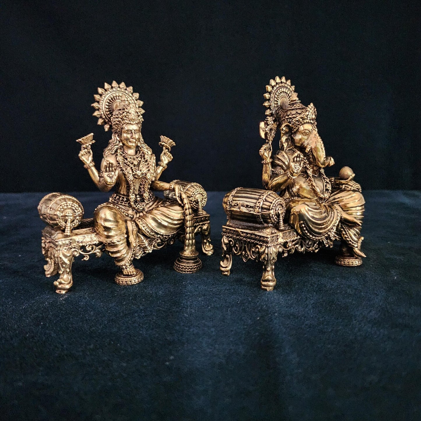 Premium Brass Lakshmi, Ganesh, and Saraswati | Symbols of Prosperity |Wisdom and Arts for Temple Mandirs | family gift idea | 4.5" inch