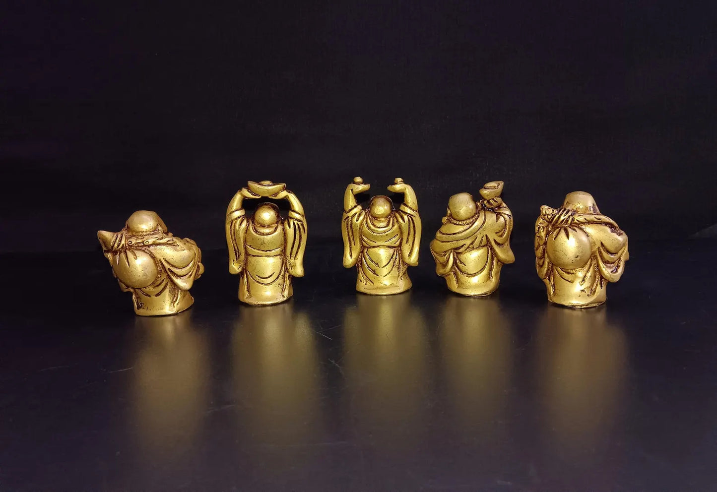 Brass Laughing Buddha Table Showpiece | Brass Big Tommy Magician Sculptures