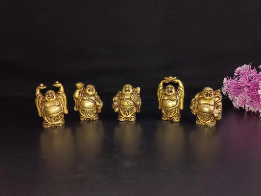 Brass Laughing Buddha Table Showpiece | Brass Big Tommy Magician Sculptures