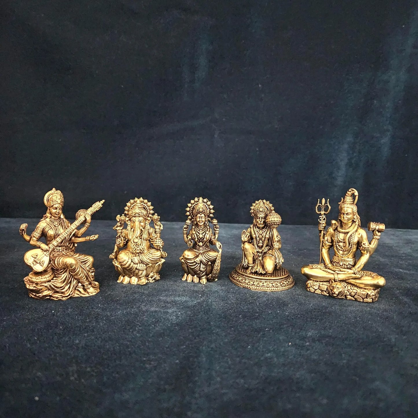 Hindu God Goddess for small Temple | Lakshmi Ganesha Saraswati Shiva or Lord Hanuman in premium brass | 3 inch | Best idea for small gift