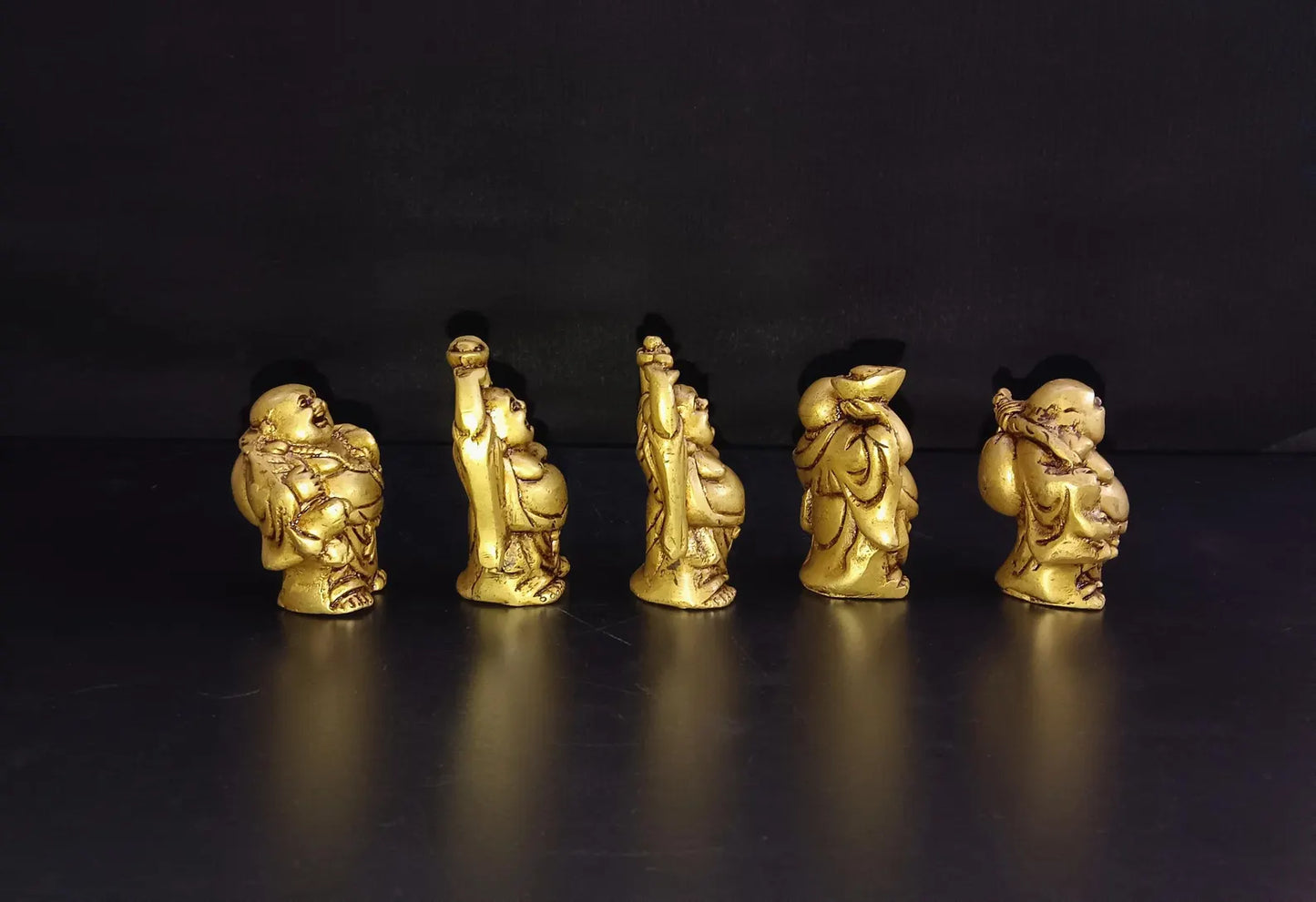 Brass Laughing Buddha Table Showpiece | Brass Big Tommy Magician Sculptures