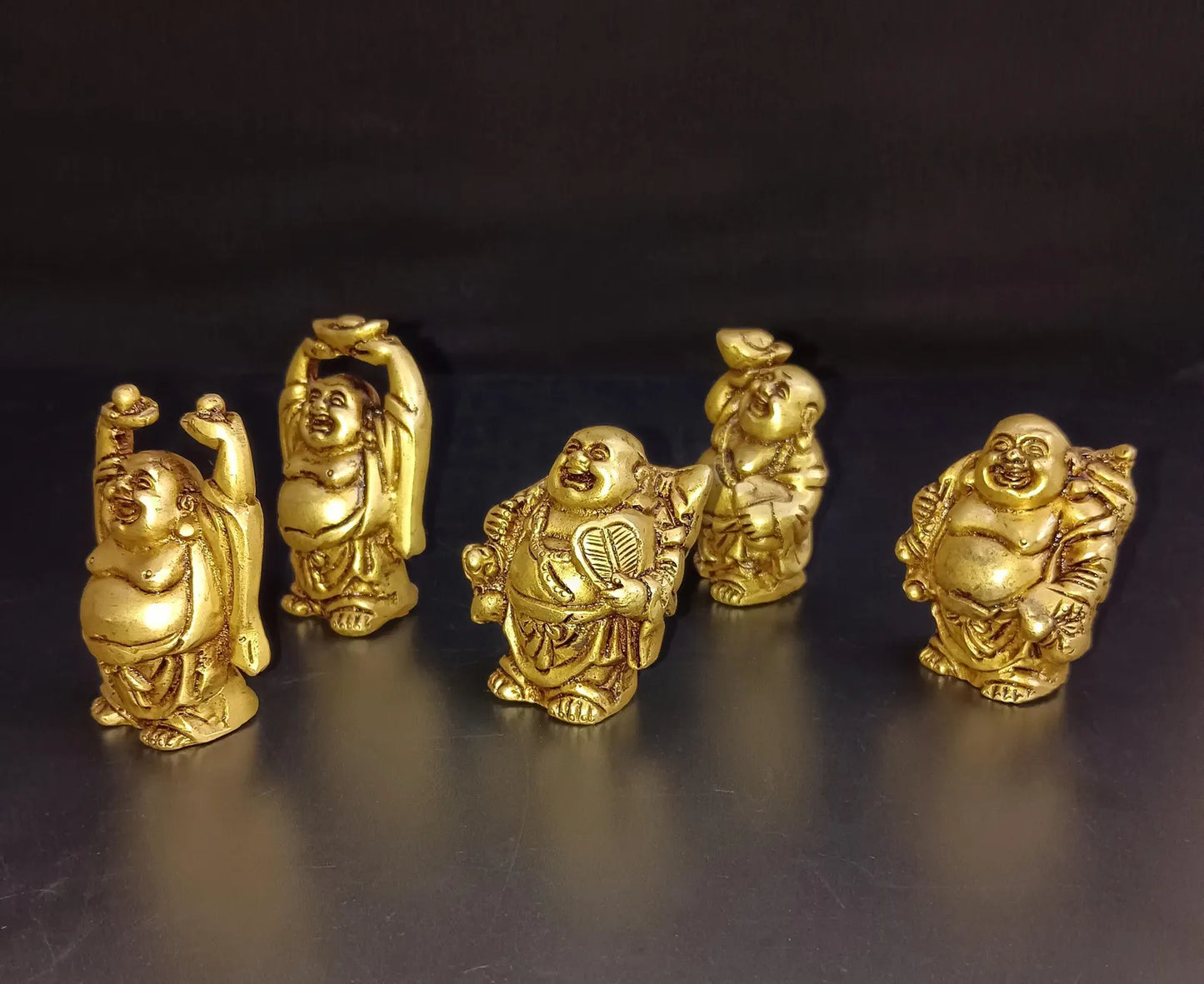 Brass Laughing Buddha Table Showpiece | Brass Big Tommy Magician Sculptures