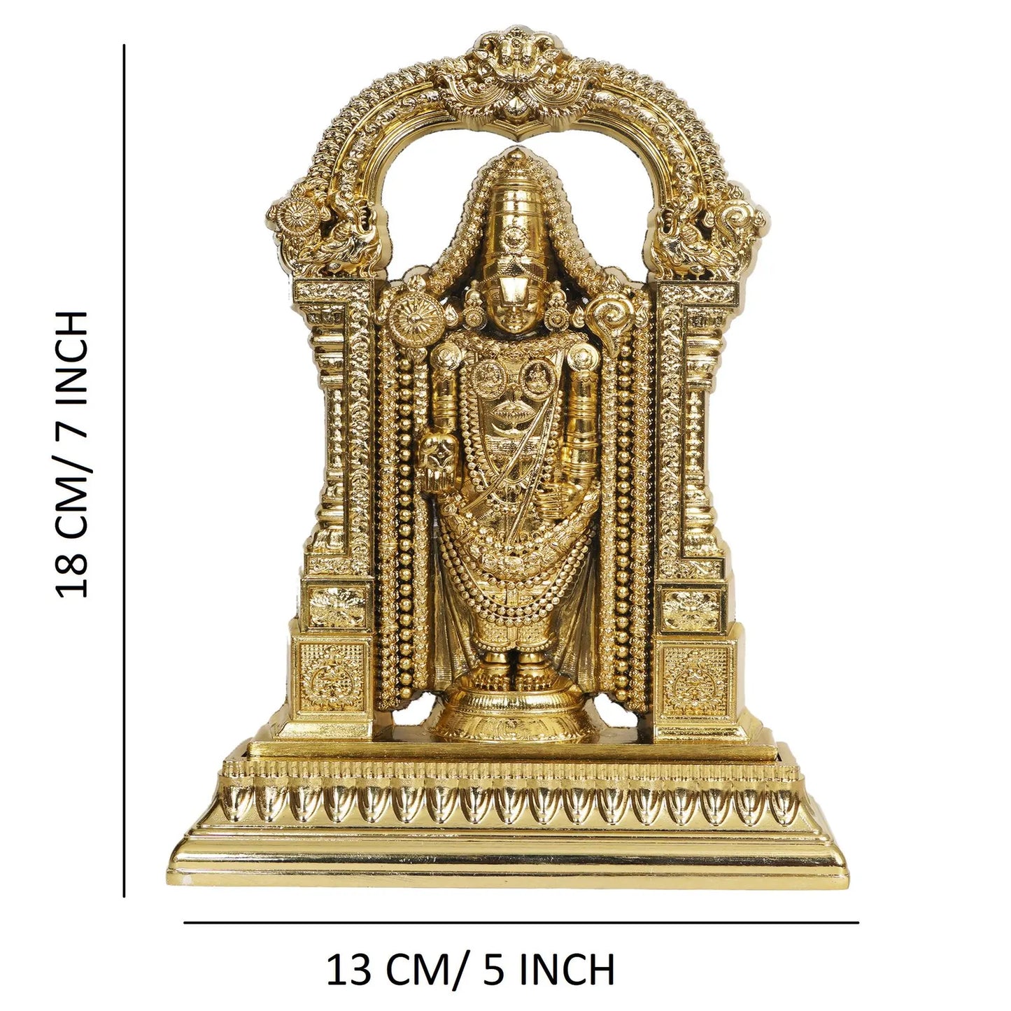 Metal Tirupati Balaji Idol for Pooja, Home Temple, Car Dashboard, Office Decor & Gift Spiritual Showpiece