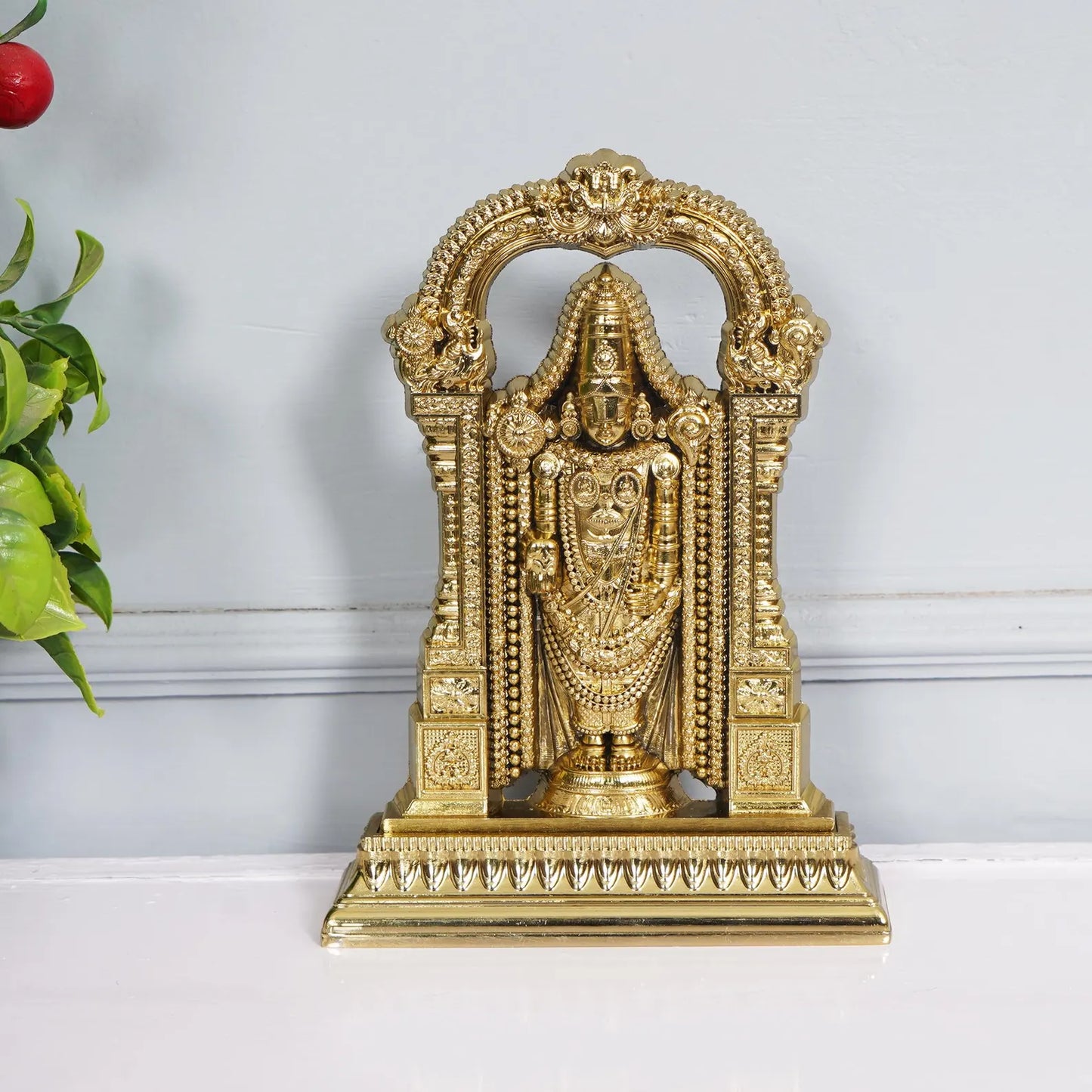 Metal Tirupati Balaji Idol for Pooja, Home Temple, Car Dashboard, Office Decor & Gift Spiritual Showpiece