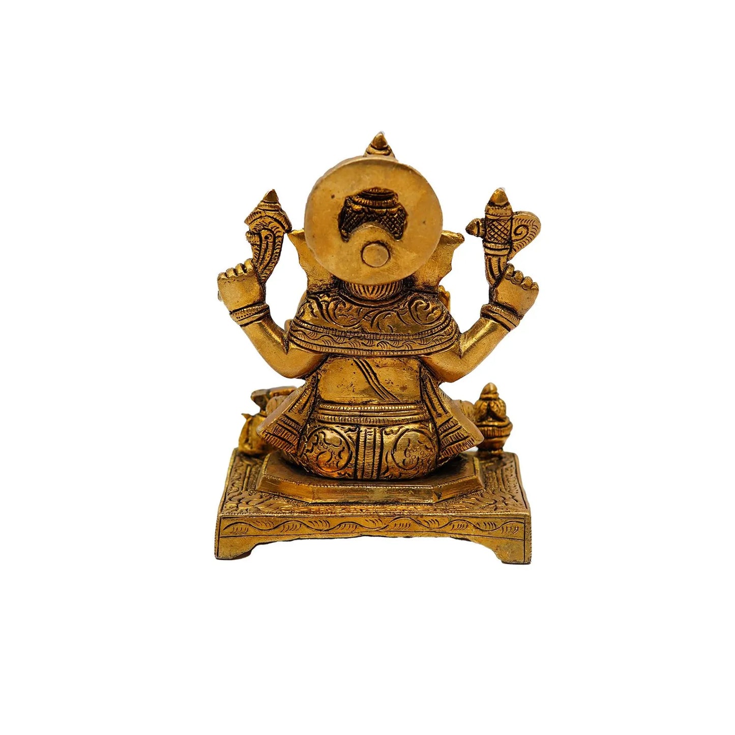 Ganesha Idol On Chowki | StatueStudio |Handmade Brass idol for Home,Temple, Diwali - 5 Inch