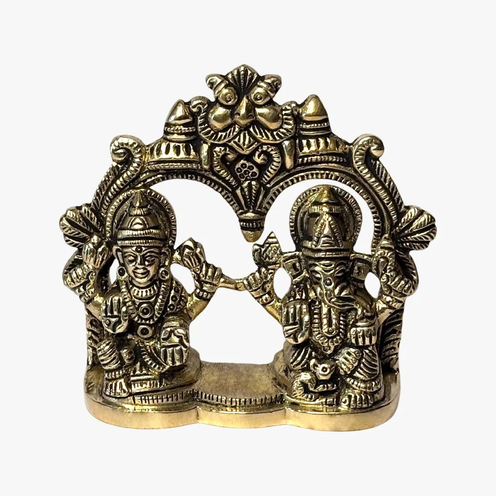 400 gm Toran Mandap Lakshmi Ganesh Brass Idol